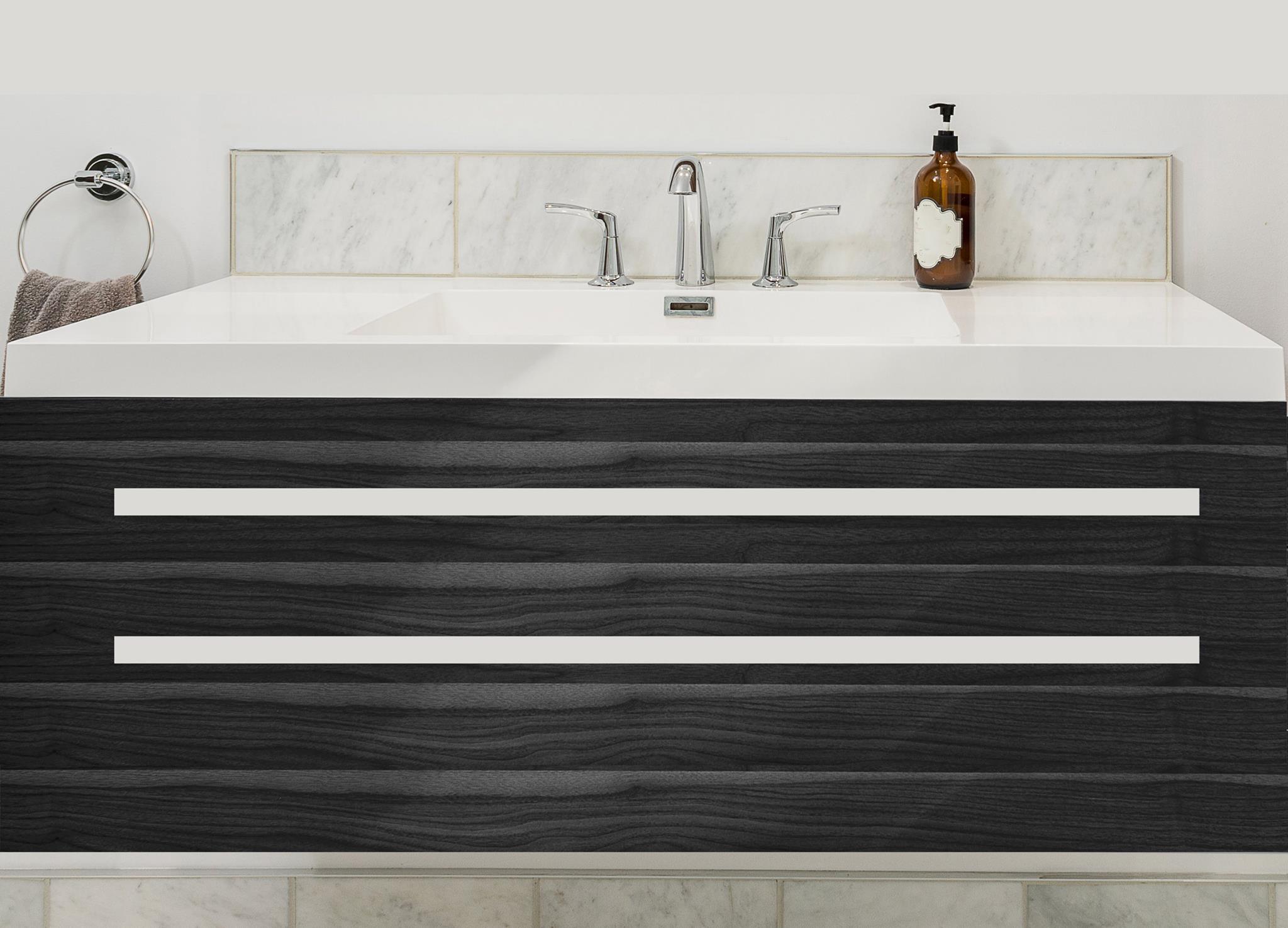 Bathroom renovation by Optima Kitchen and Bath showing a complete transformation from outdated design to a modern, luxurious space